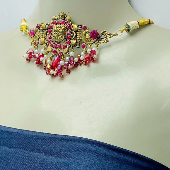 Handmade Jewelry Set With Pearls and Beads, Oxidized Jewelry Set, Choker Necklac - Picture 12 of 15